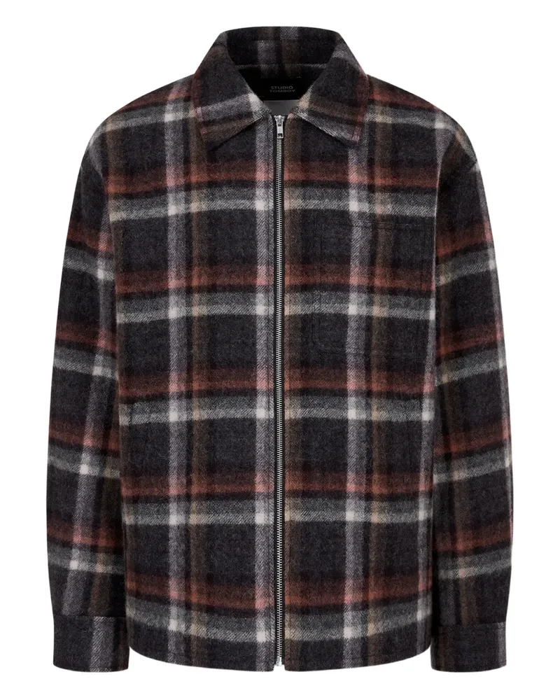 STUDIO TOMBOY check-pattern zip up jacket - Grau Grau