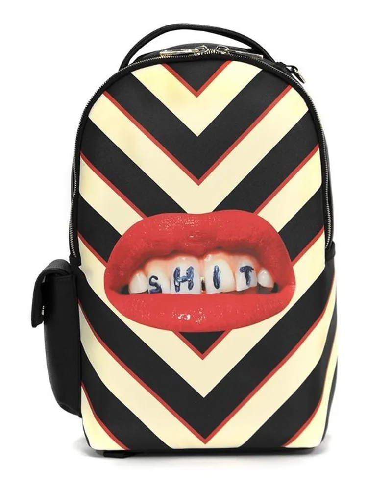 Seletti Rucksack mit grafischem Print Schwarz