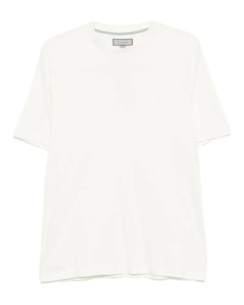 Canali T-Shirt mit rundem Ausschnitt - Weiß Weiß