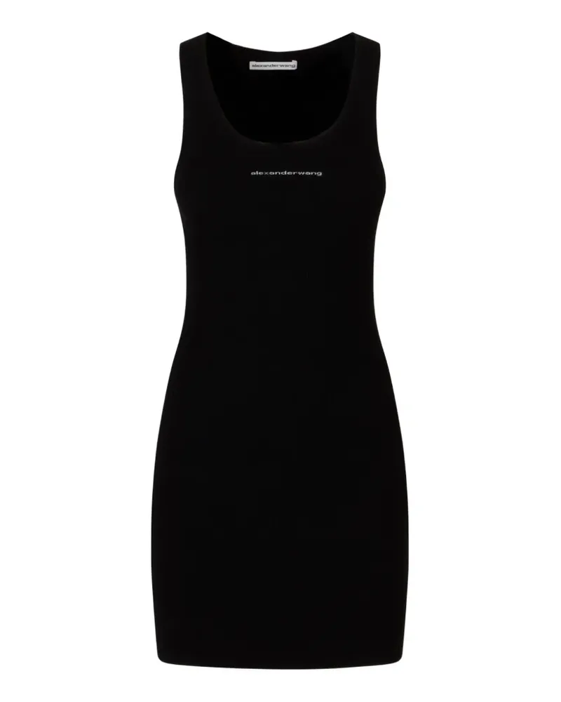 Alexander Wang Geripptes Minikleid mit Logo-Print - Schwarz Schwarz