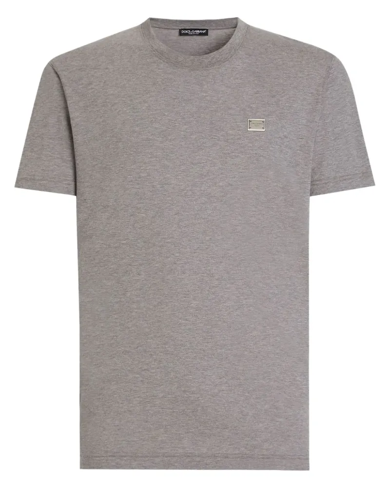 Dolce & Gabbana T-Shirt mit Logo-Schild - Grau Grau
