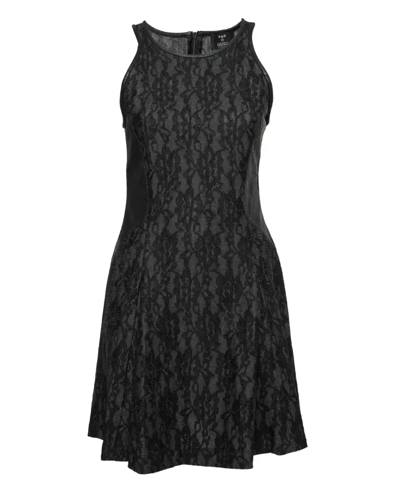 Sea Spitzenkleid mit Ledereinsätzen - Schwarz Schwarz