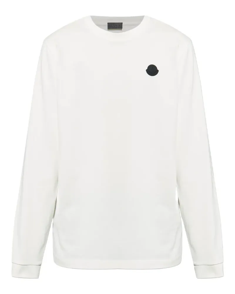 Moncler Langarmshirt mit Logo-Patch - Weiß Weiß