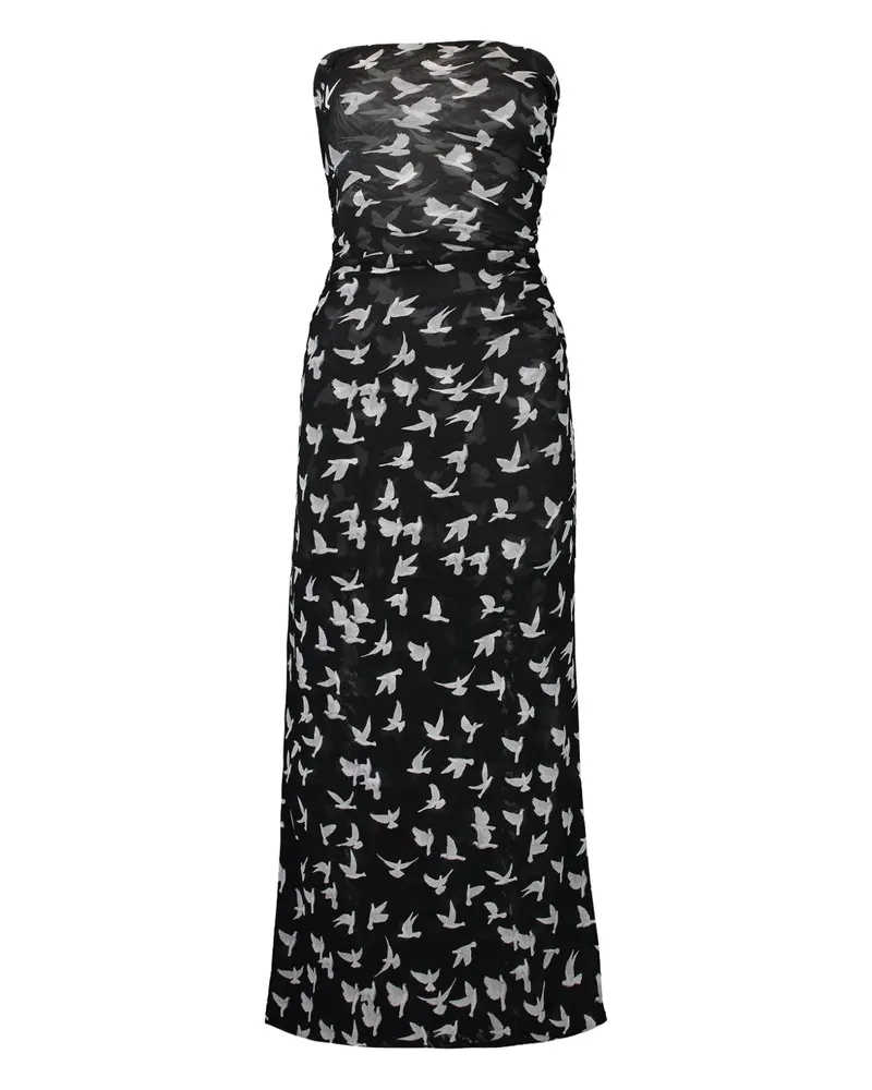 Stella McCartney dove-print strapless dress - Schwarz Schwarz