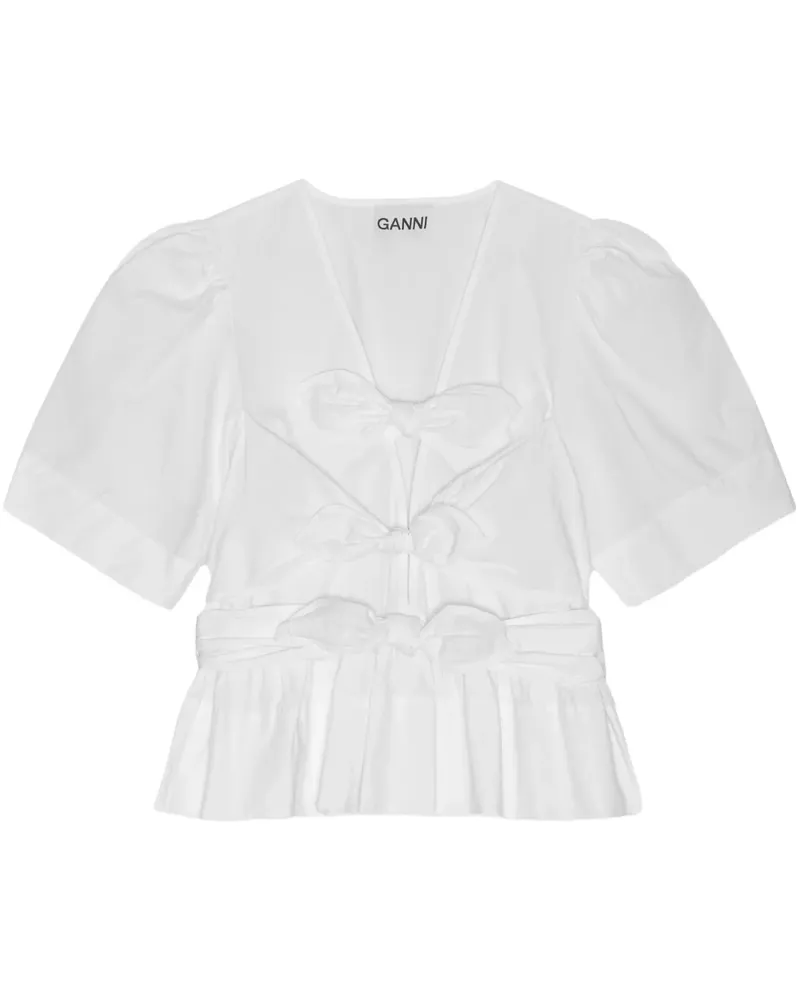 Ganni Bluse mit Schößchen - Weiß Weiß