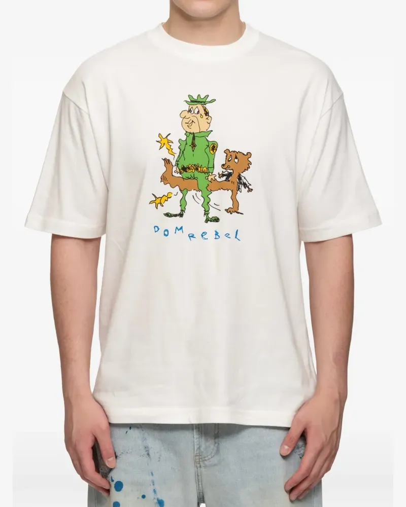 DOMREBEL Booboo T-Shirt mit grafischem Print - Weiß Weiß