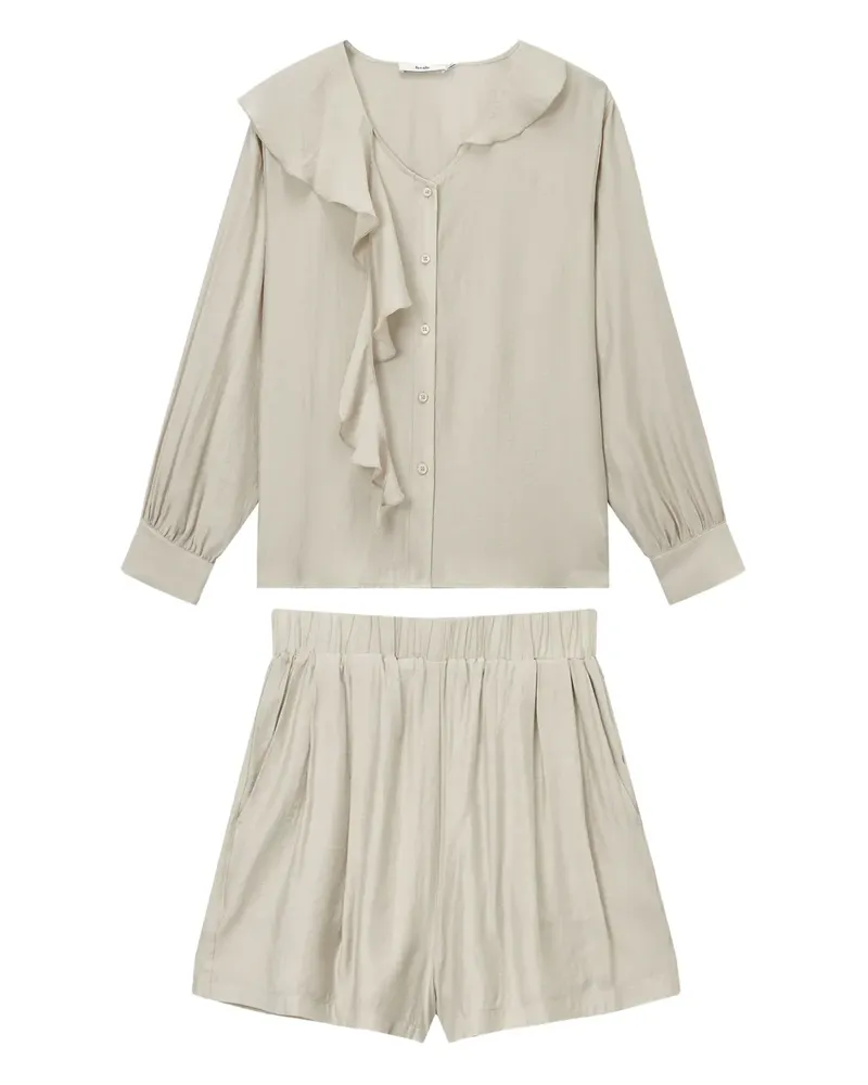b+ab Set aus Bluse und Shorts mit Rüschendetail - Nude Nude