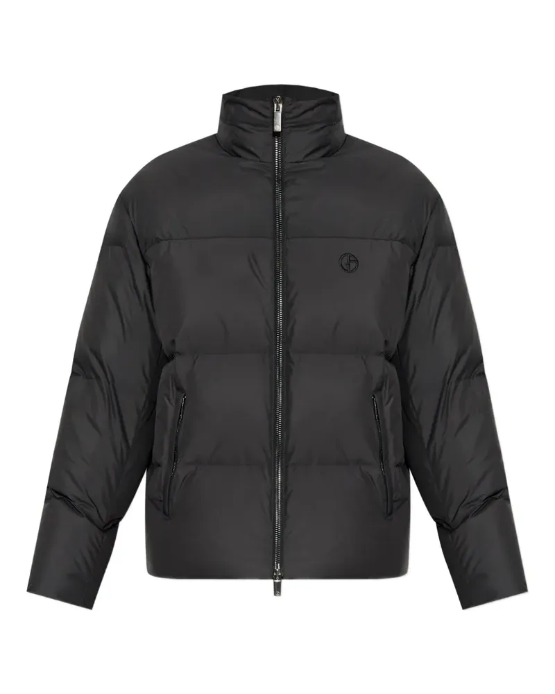 Giorgio Armani Gesteppte Jacke mit Logo-Stickerei - Schwarz Schwarz