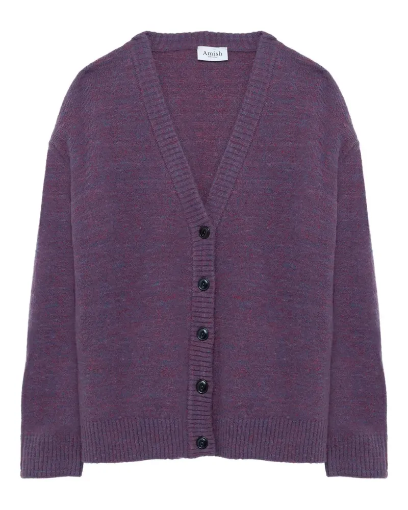 Amish button V-neck cardigan - Violett Violett
