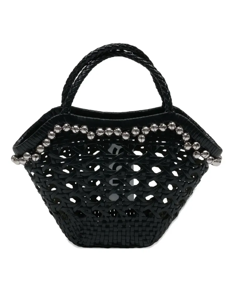 OSOI Lip braided-handle embellished tote bag - Schwarz Schwarz