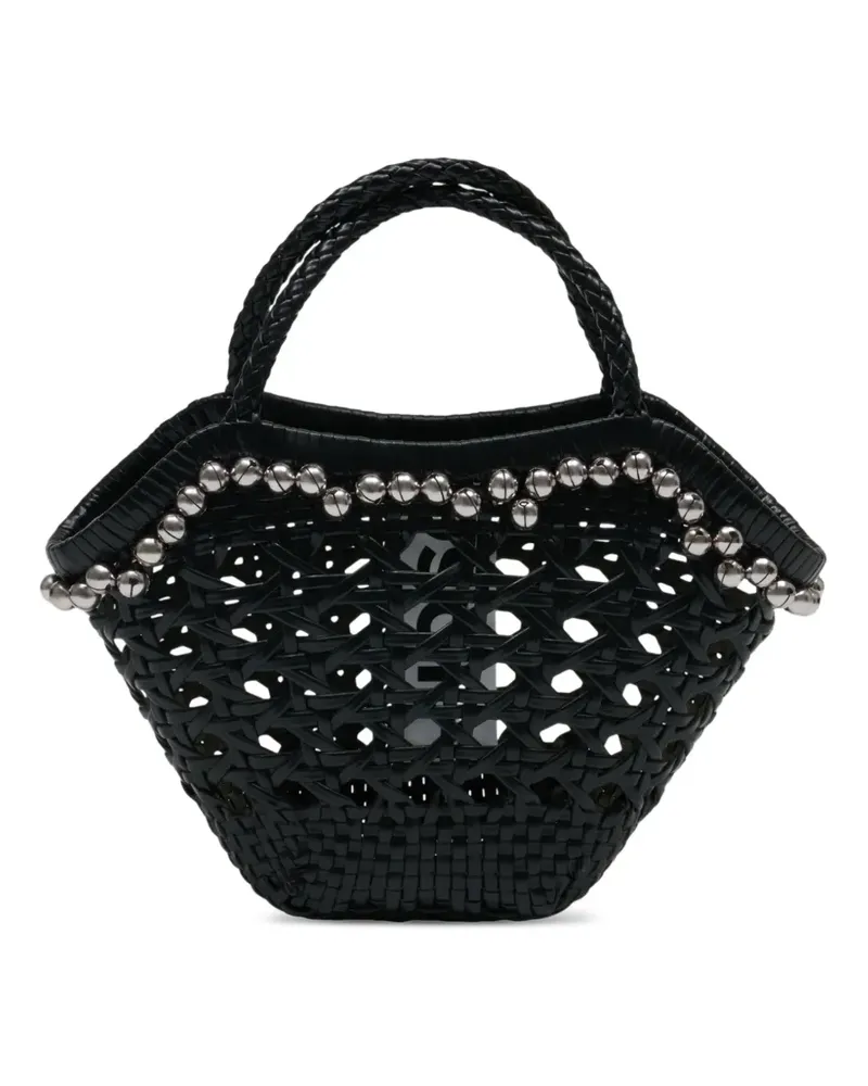 OSOI Lip braided-handle embellished tote bag - Schwarz Schwarz