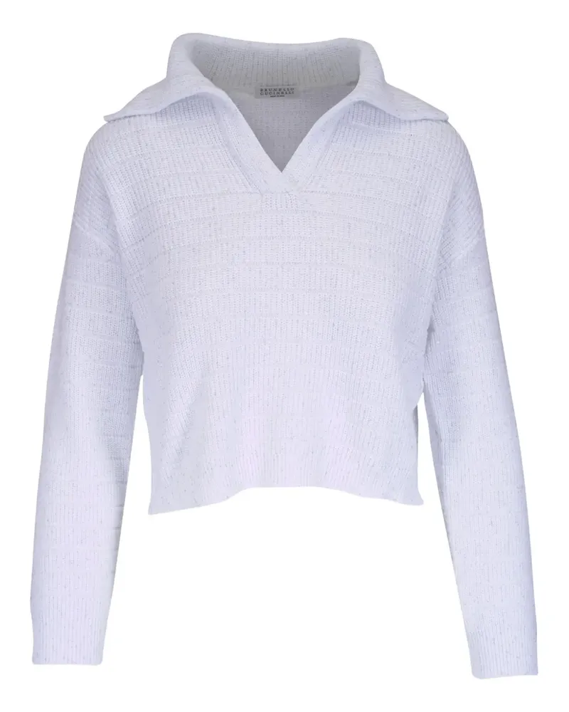 Brunello Cucinelli Oberteil mit Pailletten - Weiß Weiß