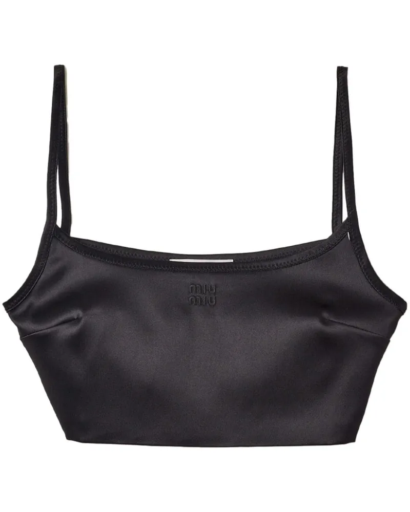 Miu Miu Cropped-Top aus Satin - Schwarz Schwarz