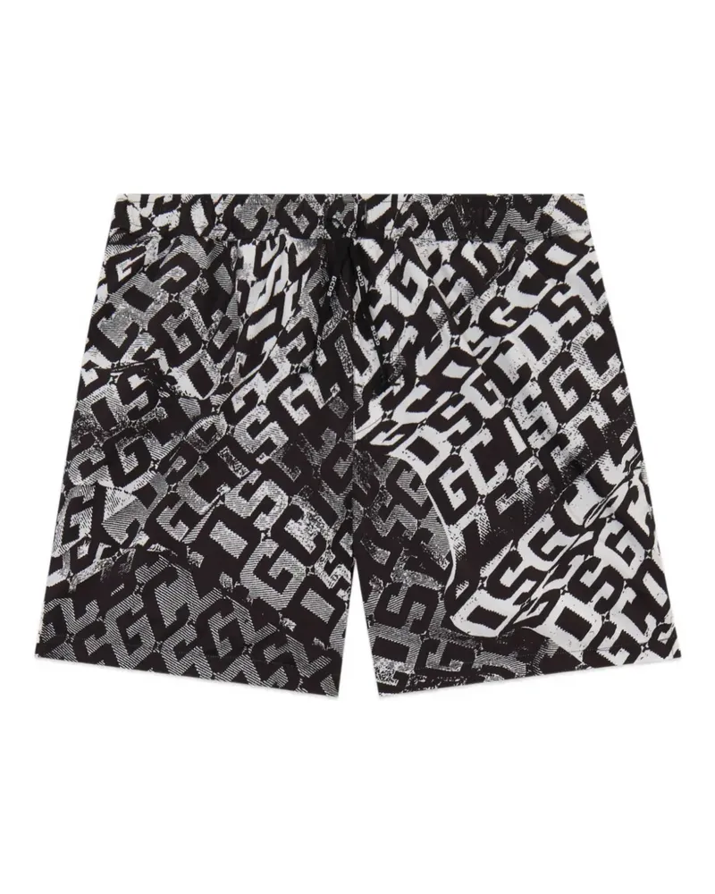 GCDS Badeshorts mit Monogrammmuster - Schwarz Schwarz