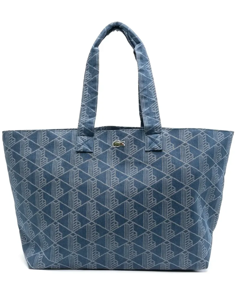 Lacoste XL Tote Bag aus Mono-Jacquard - Blau Blau
