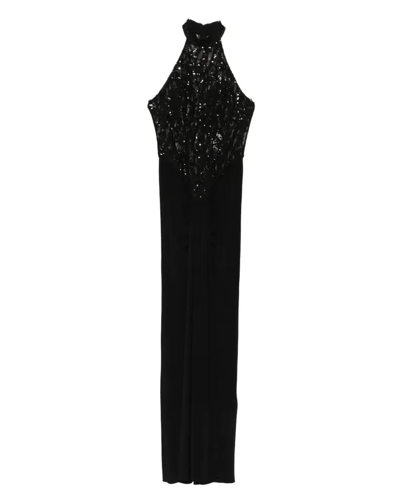 NISSA Neckholder-Maxikleid mit Pailletten - Schwarz Schwarz