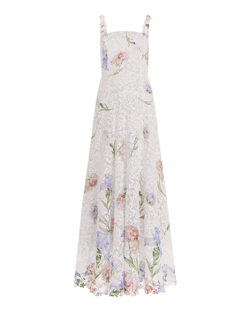 Oscar de la Renta Iris Degrade Maxikleid aus Spitze - Weiß Weiß