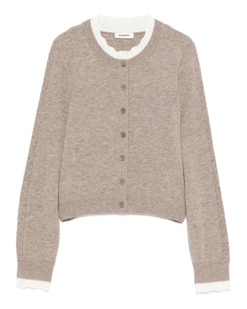 Sandro Cardigan mit Spitzenbesatz - Nude Nude