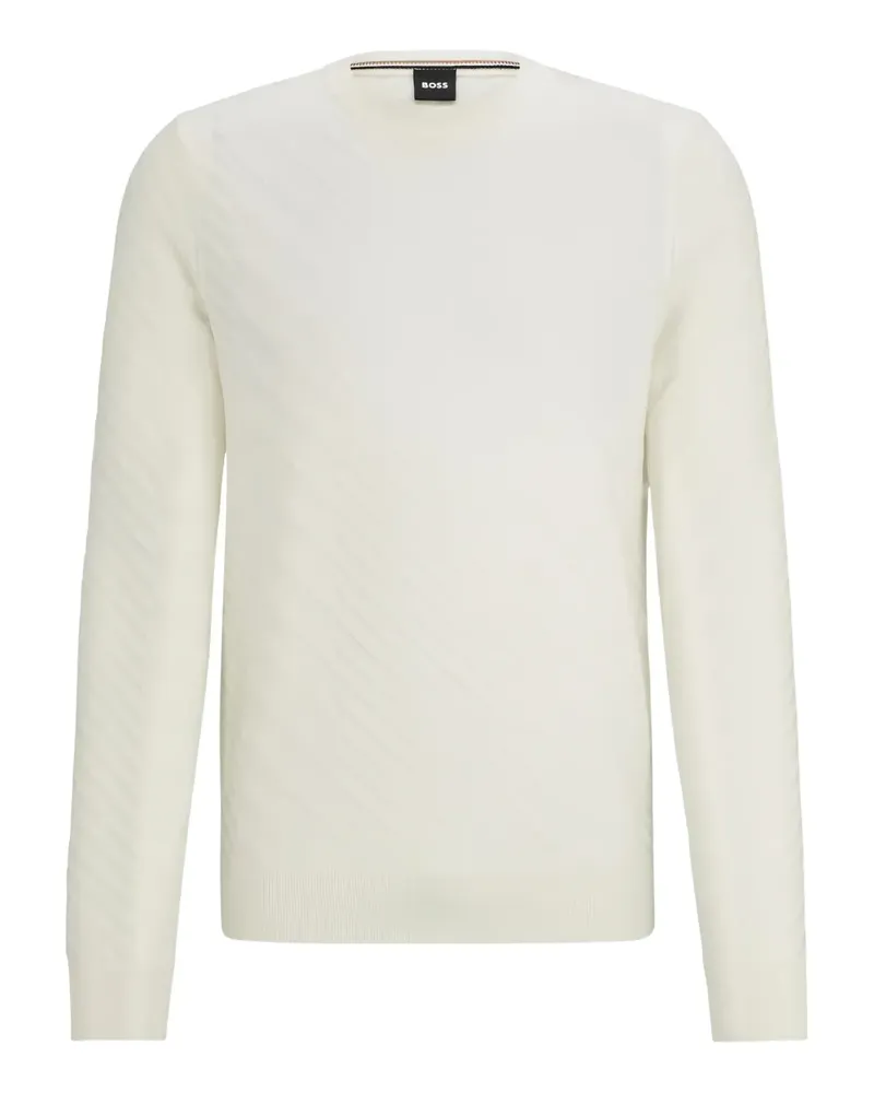 HUGO BOSS Pullover mit diagonalem Muster - Weiß Weiß