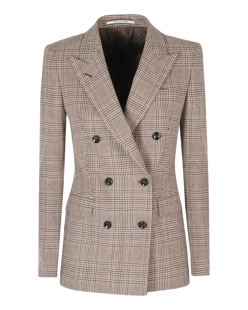 Tagliatore checked double-breasted blazer - Nude Nude