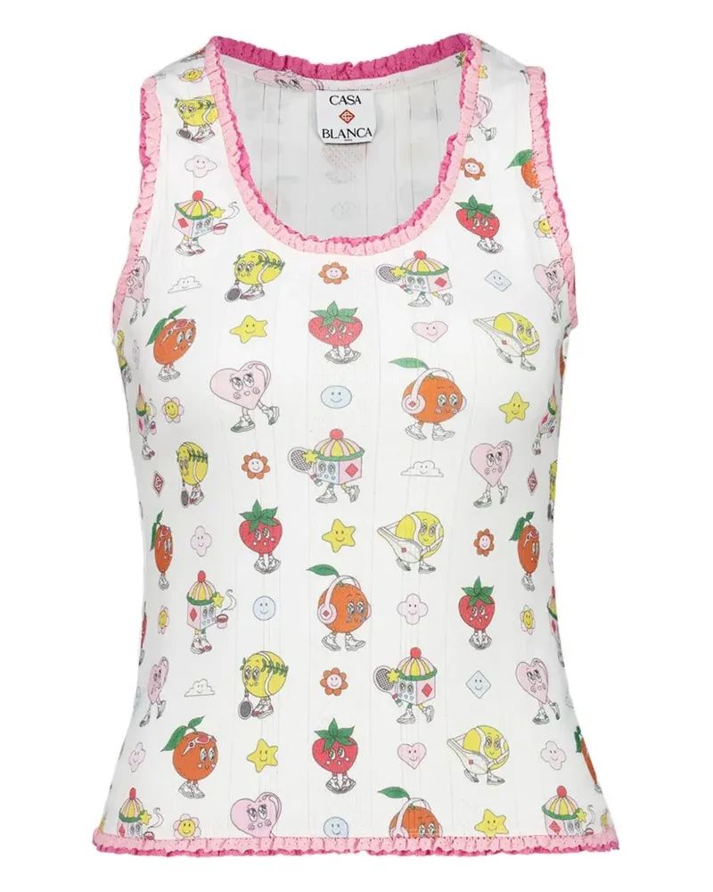 Casablanca Paris Tanktop mit Rüschenbesatz-Print - Weiß Weiß