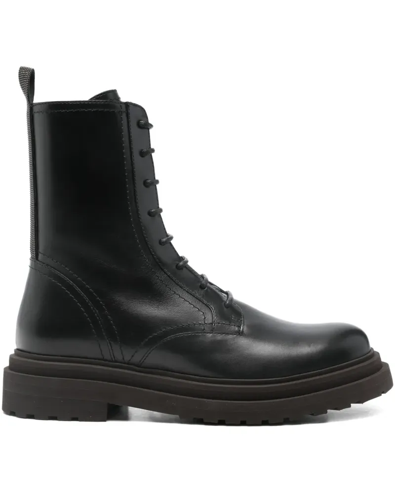Brunello Cucinelli leather biker boots - Schwarz Schwarz