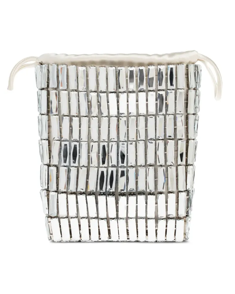 Self-Portrait Kristallverzierte Tote Bag mit Kordelzug - Silber Silber