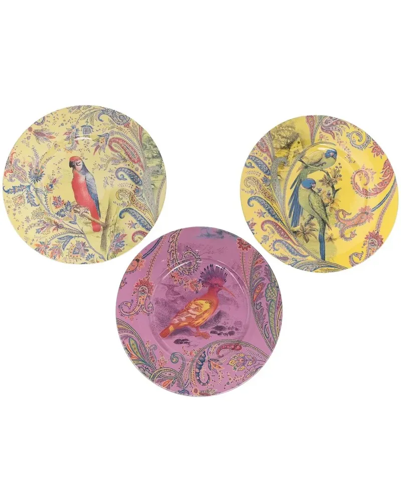 Etro Set aus drei Tellern mit Paisley-Print - Rosa Rosa
