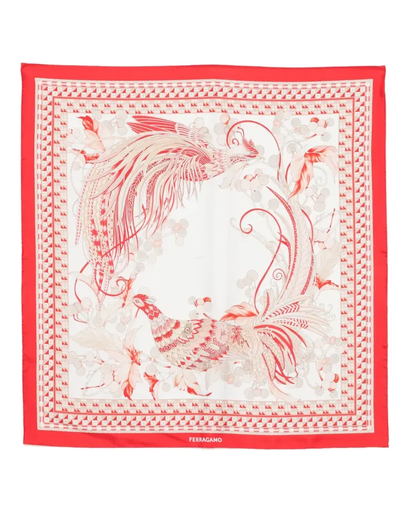 Ferragamo Schal mit Vogel-Print - Weiß Weiß