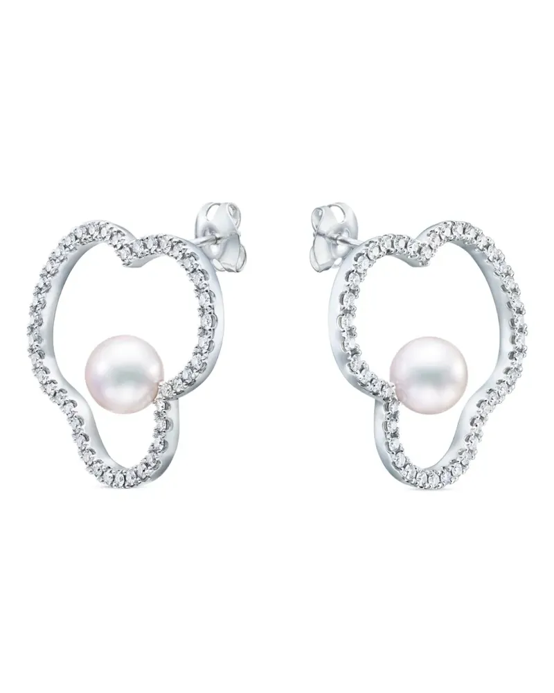 TASAKI 18kt Chants Weißgoldohrringe mit Akoya-Perle und Diamanten - Silber Silber