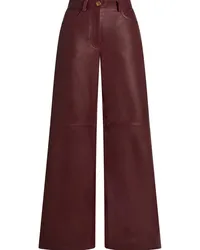 Etro Lederhose mit weitem Bein Rot