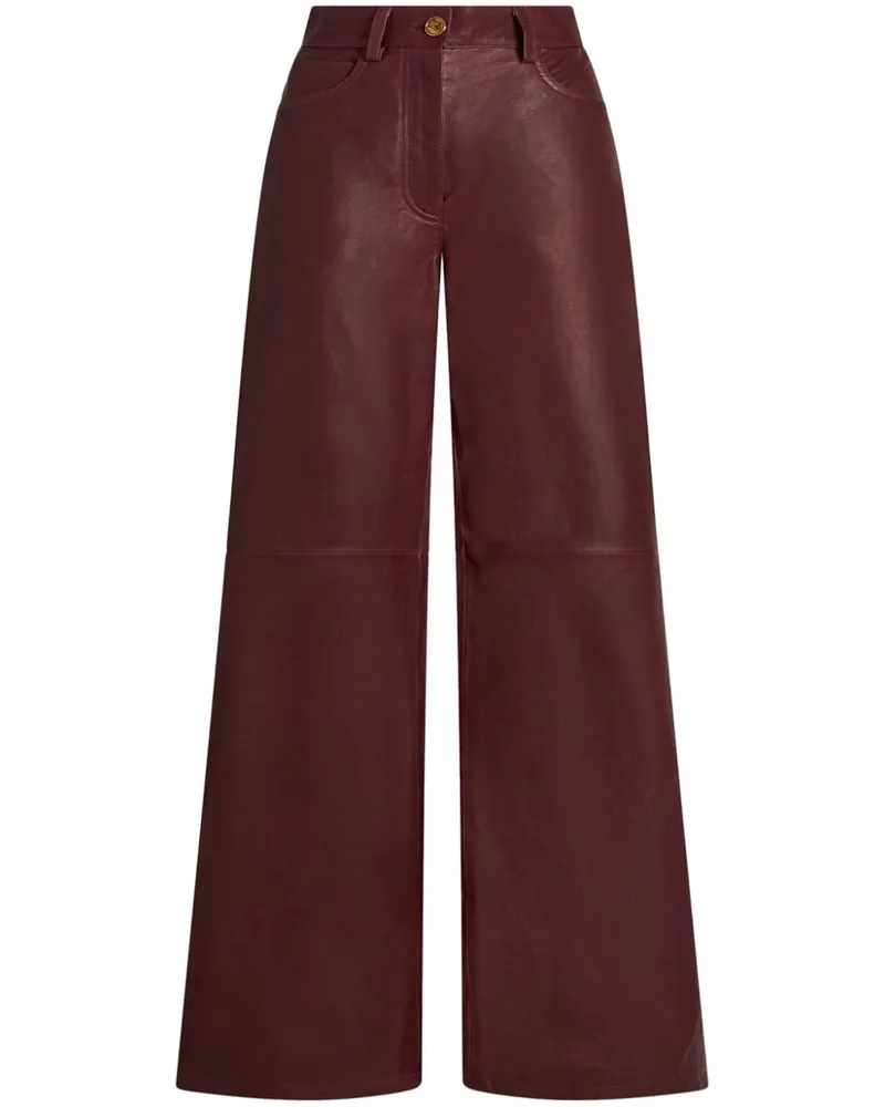 Etro Lederhose mit weitem Bein Rot