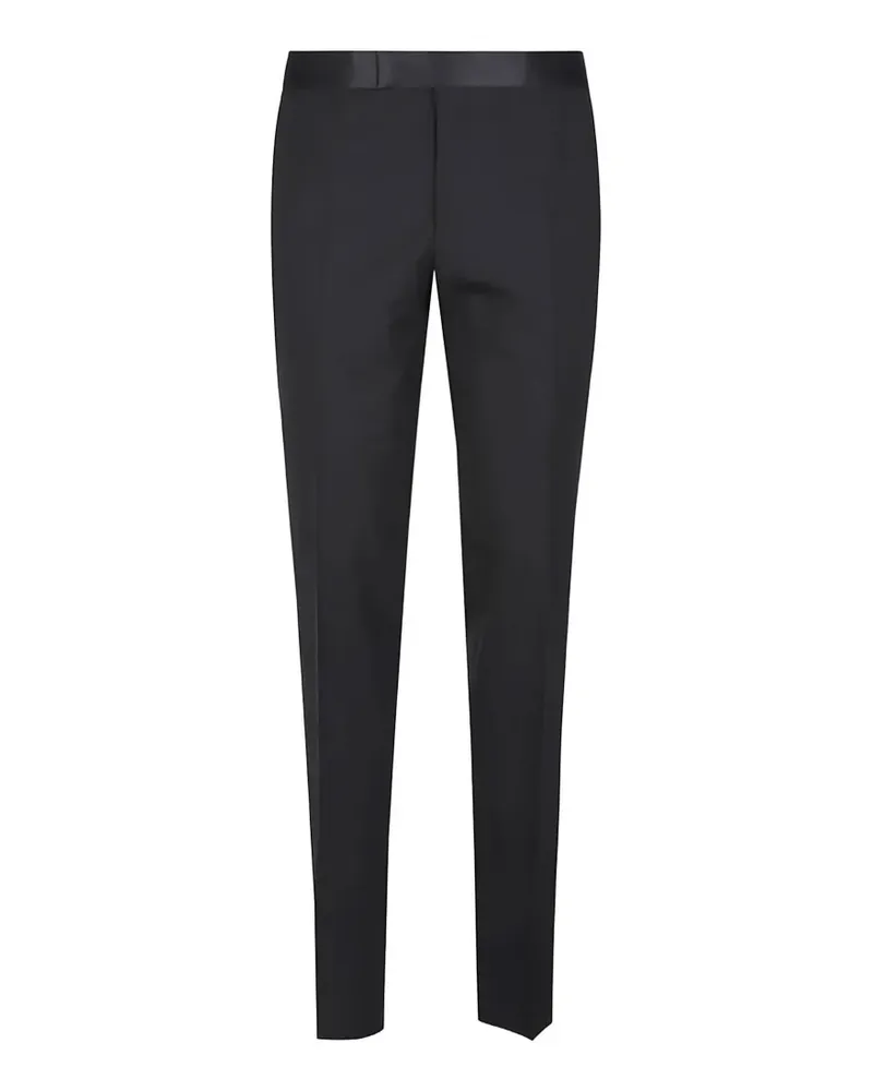 LARDINI satin-trim wool trousers - Schwarz Schwarz