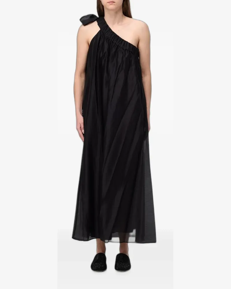 MEIMEIJ one-shoulder pleated maxi dress - Schwarz Schwarz