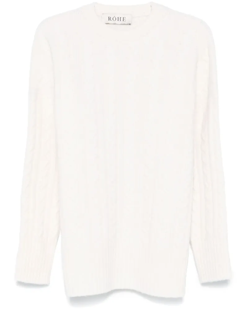 Róhe Pullover mit Zopfmuster - Weiß Weiß
