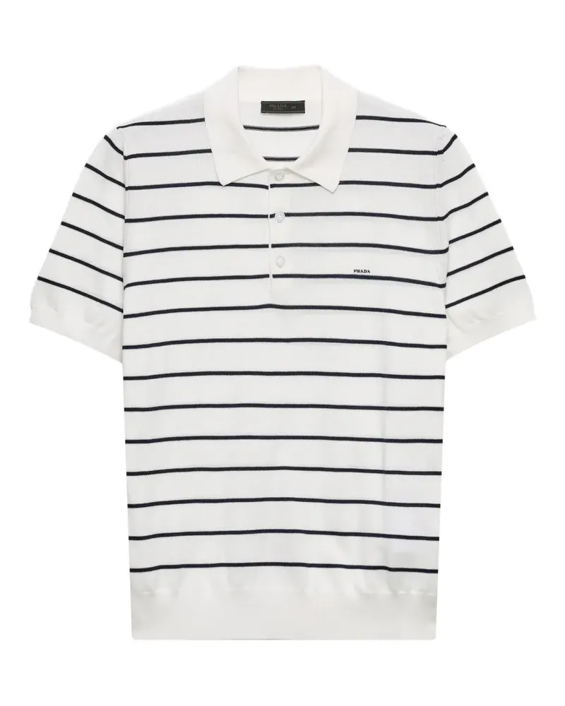 Prada Gestreiftes Poloshirt - Weiß Weiß