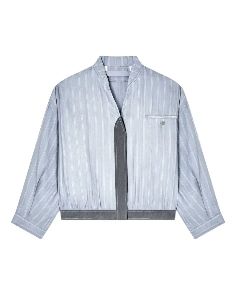 Giorgio Armani V-Ausschnitt-Jacke mit Nadelstreifen - Blau Blau
