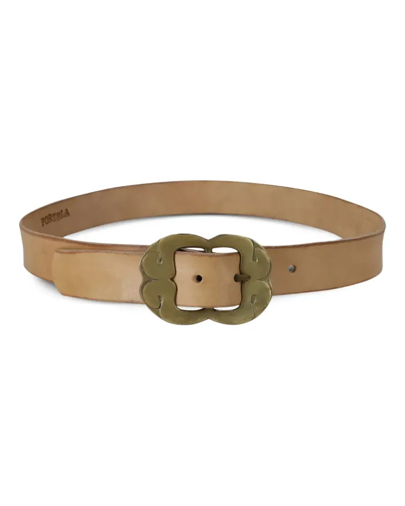 Fortela engraved-buckle therese belt - Nude Nude