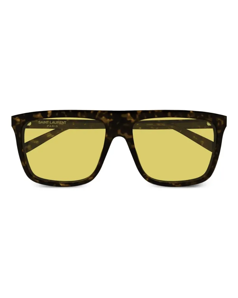 Saint Laurent tortoiseshell-effect square-frame sunglasses - Braun Braun