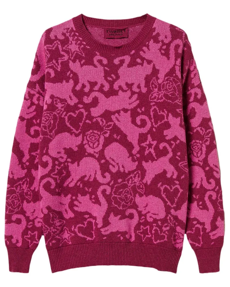 Twin-Set Pullover mit Jacquardmuster - Rosa Rosa