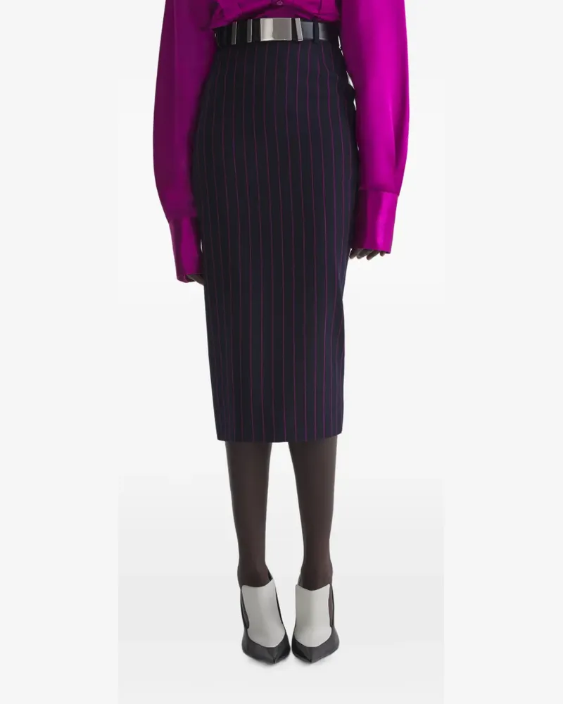 Thierry Mugler Midirock mit Nadelstreifen - Blau Blau