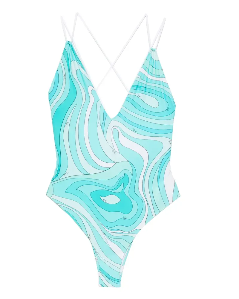 Emilio Pucci V-neck swimsuit - Blau Blau