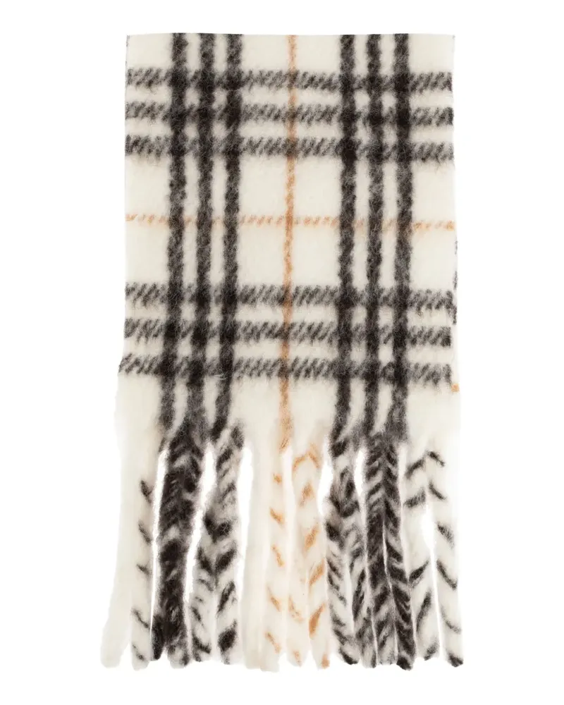 Burberry check-pattern fringed scarf - Nude Nude