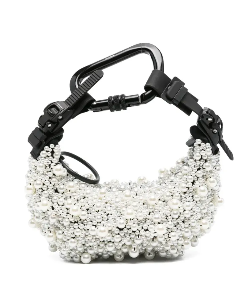 Innerraum Karabiner-Clutch mit Perlenverzierung - Weiß Weiß