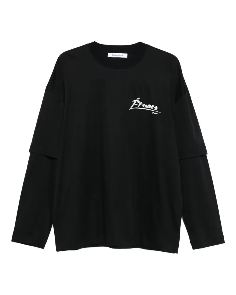 Études Studio T-Shirt mit doppelten Ärmeln - Schwarz Schwarz