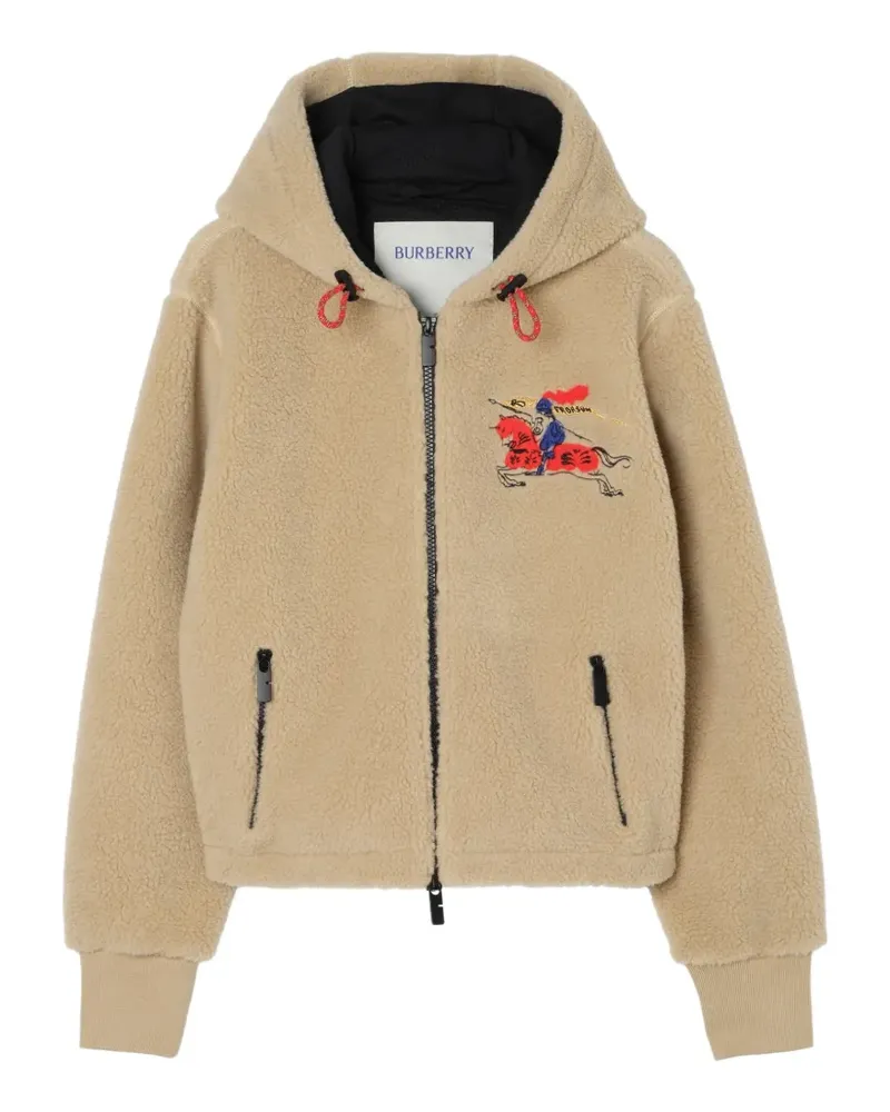 Burberry EKD embroidered hooded fleece jacket - Nude Nude