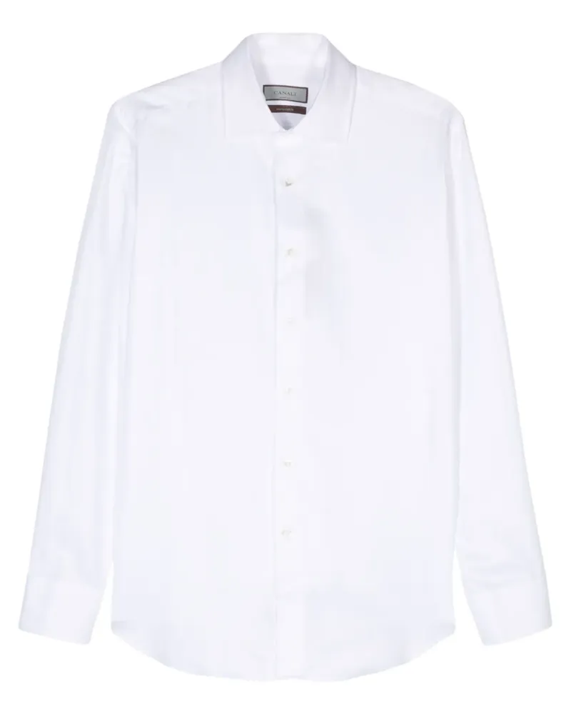 Canali Hemd mit Fischgrätenmuster - Weiß Weiß