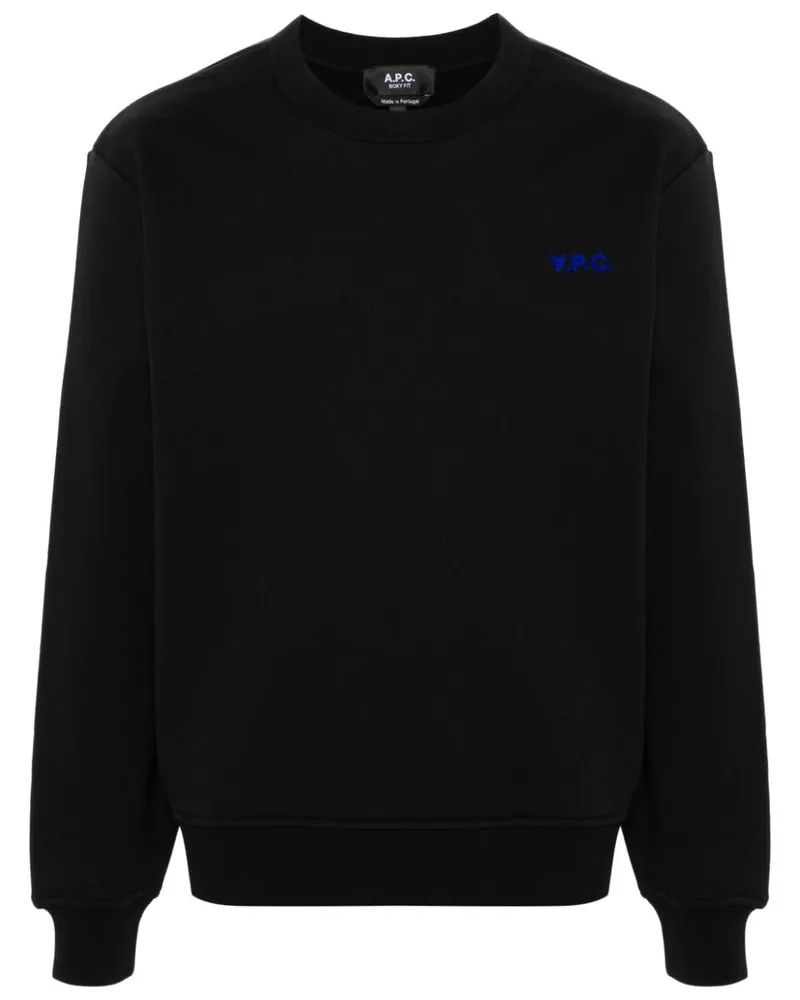 A.P.C. Sweatshirt mit geflocktem Logo - Schwarz Schwarz