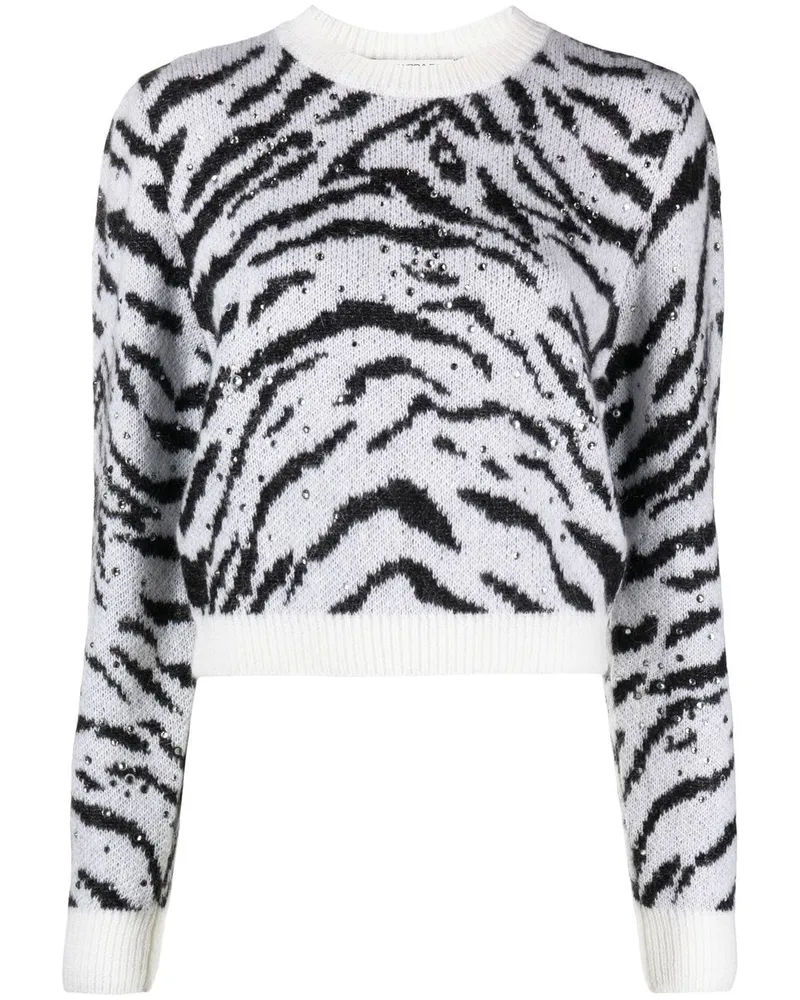 Alessandra Rich Intarsien-Pullover mit Zebramuster - Weiß Weiß
