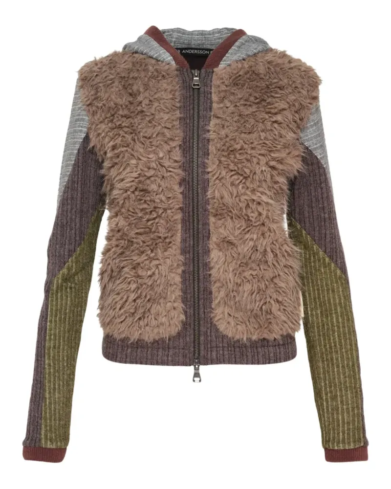 Andersson Bell colour-blocked faux-fur hoodie - Braun Braun